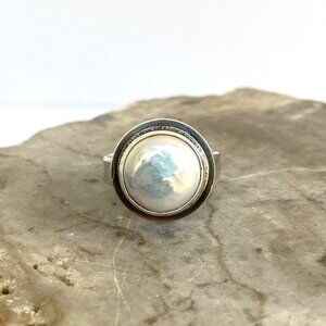Sterling Silver 925 JLW Art Studio Jennifer Wagner Freshwater Pearl Ring Sz 7